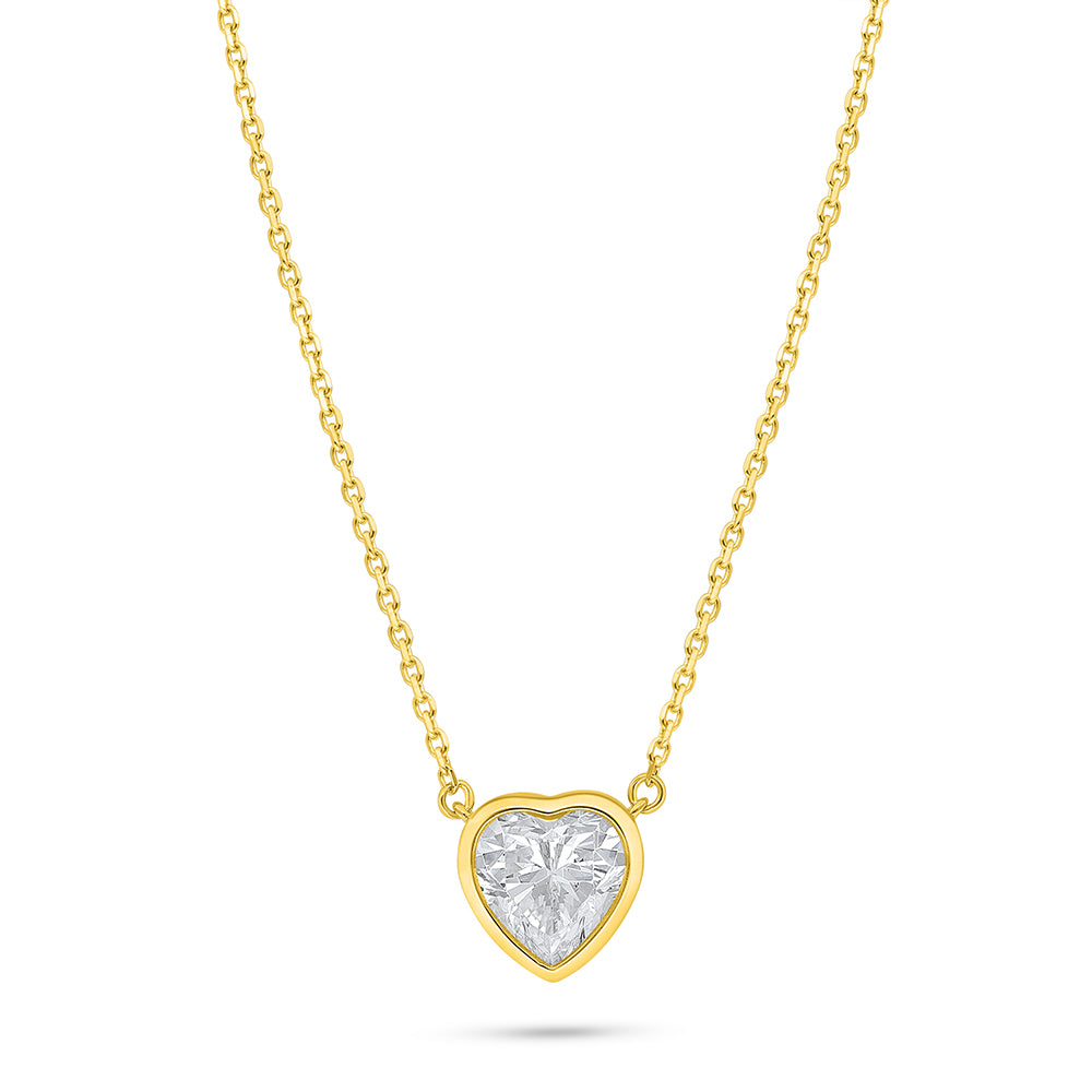Sterling Silver 925 Necklace Golden Plated Embedded With White Zircon
