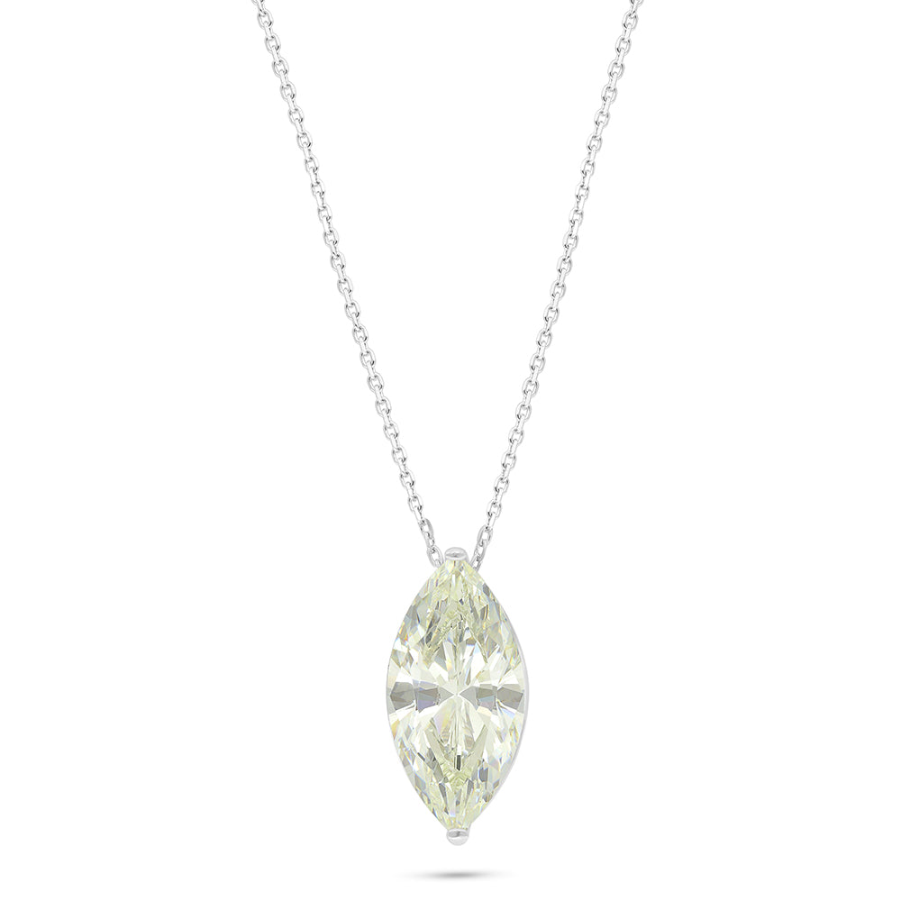 Sterling Silver 925 Necklace Rhodium Plated Embedded With Diamond Zircon