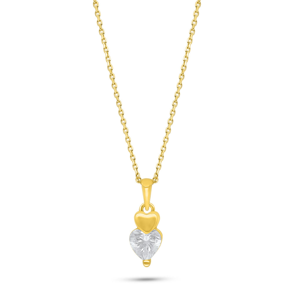 Sterling Silver 925 Necklace Golden Plated Embedded With White Zircon
