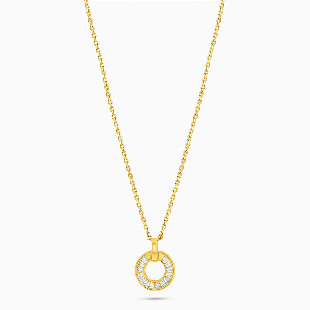 عقد من الفضة الخالصة عيار 925 مطلي ذهبي مرصع فص ابيض