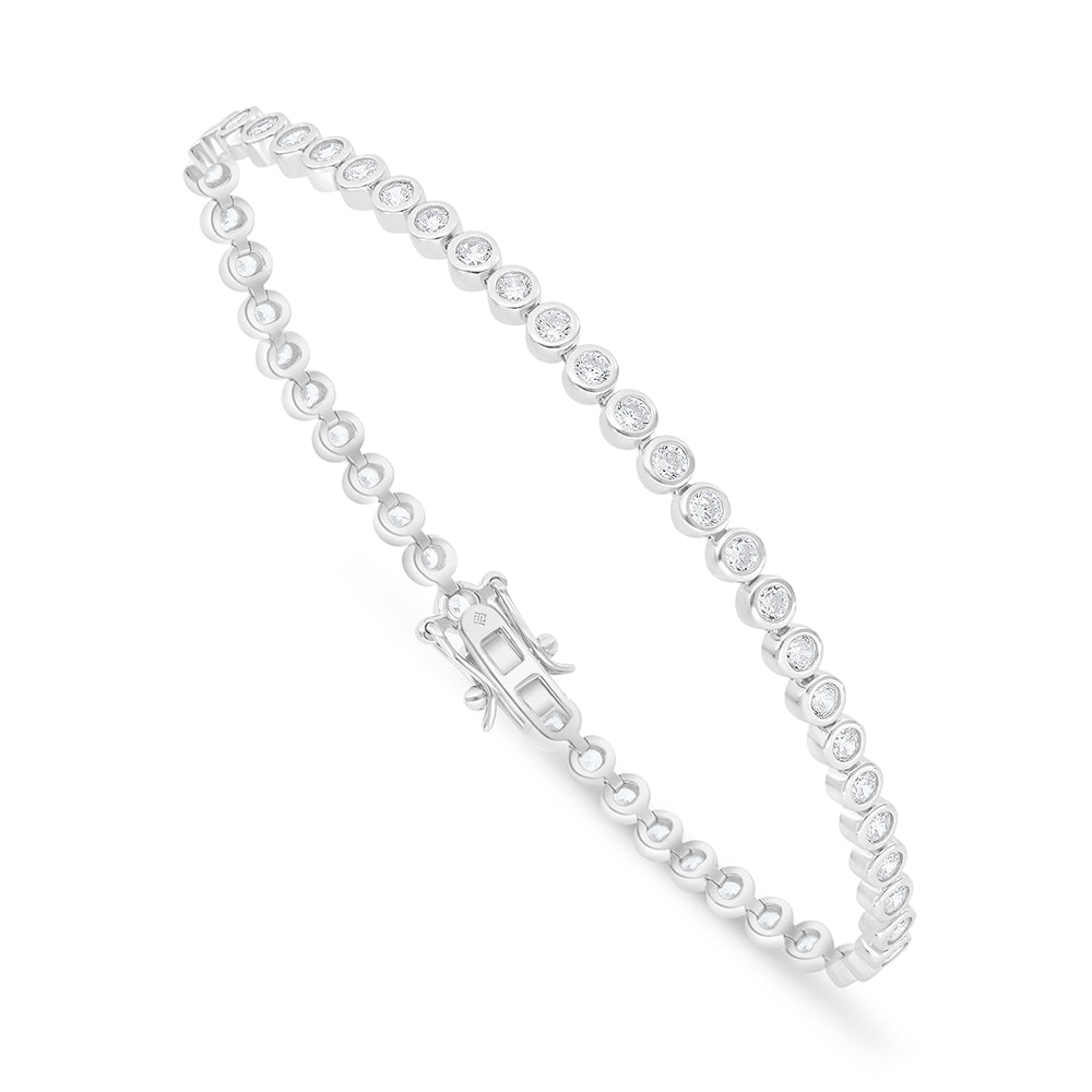 اسورة من الفضة الخالصة عيار 925 مطلية روديوم مرصعة فص ابيض