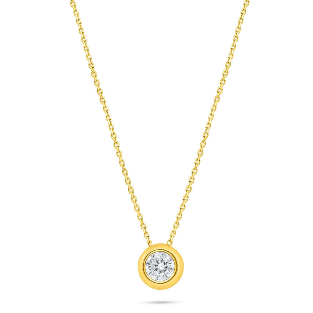 Sterling Silver 925 Necklace Golden Plated Embedded With White Zircon