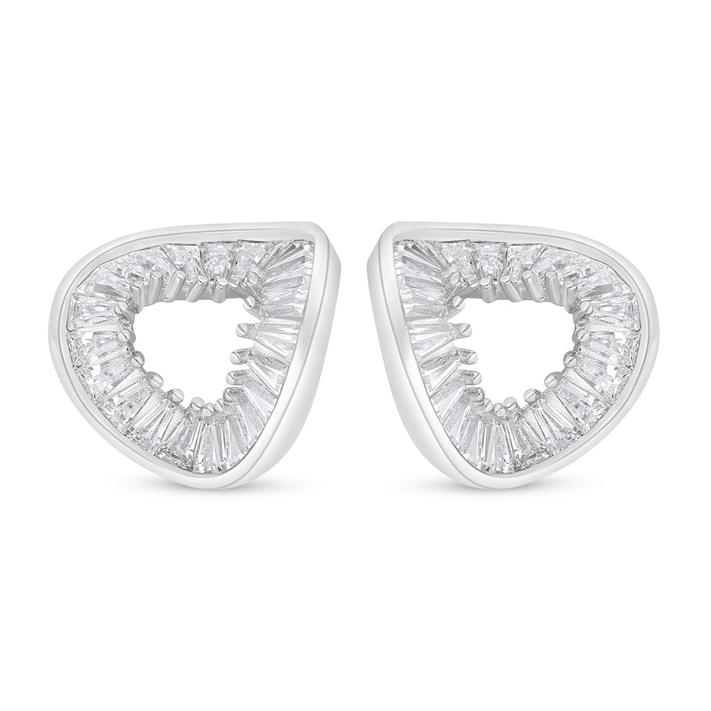 اقراط من الفضة الخالصة عيار 925 مطلية روديوم مرصعة فص ابيض