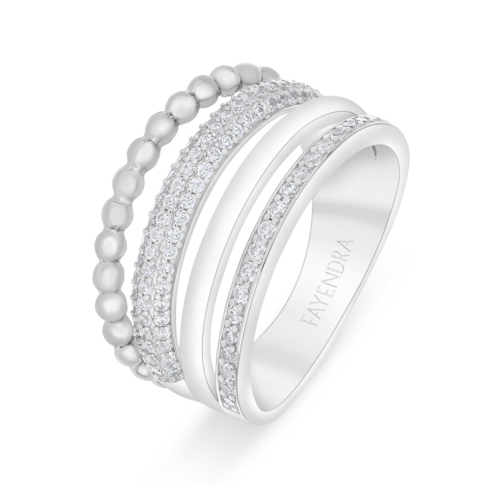 خاتم من الفضة الخالصة عيار 925 مطلي روديوم مرصع فص ابيض