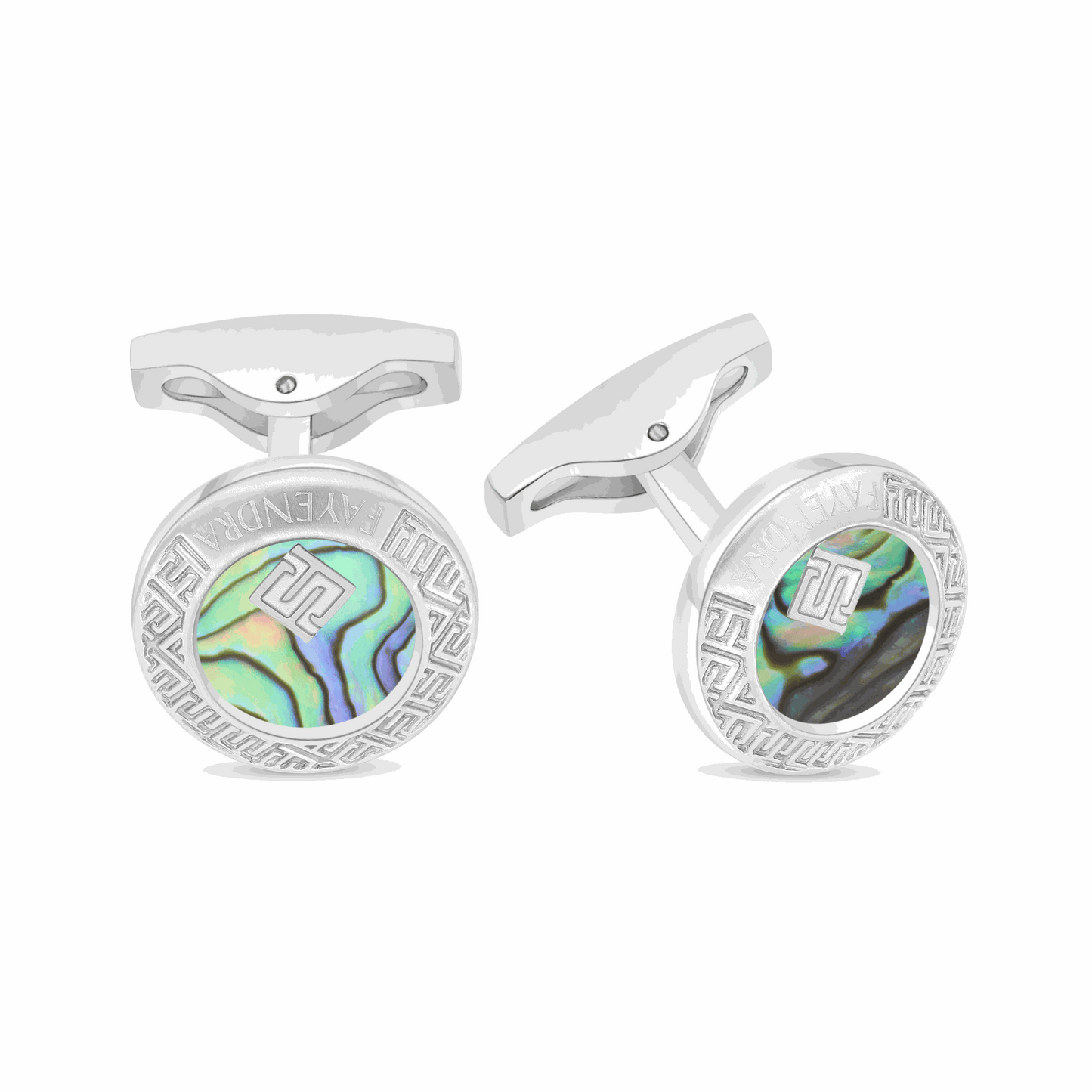 Stainless Steel Cufflink 316L Embedded With Paua Shell Matt Steel