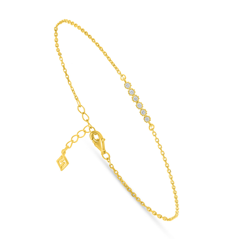 Sterling Silver 925 Bracelet Golden Plated Embedded With White Zircon