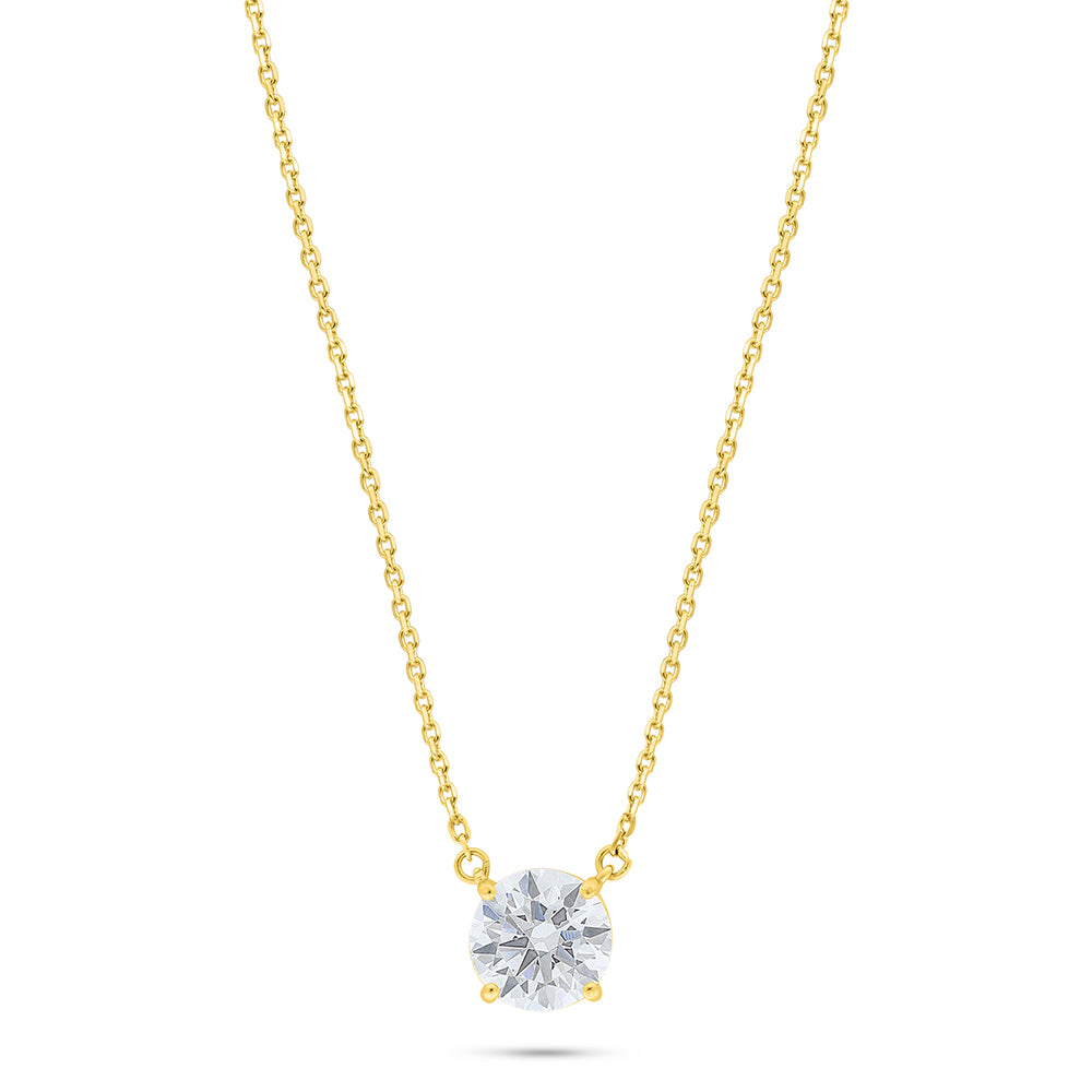 Sterling Silver 925 Necklace Golden Plated Embedded With White Zircon