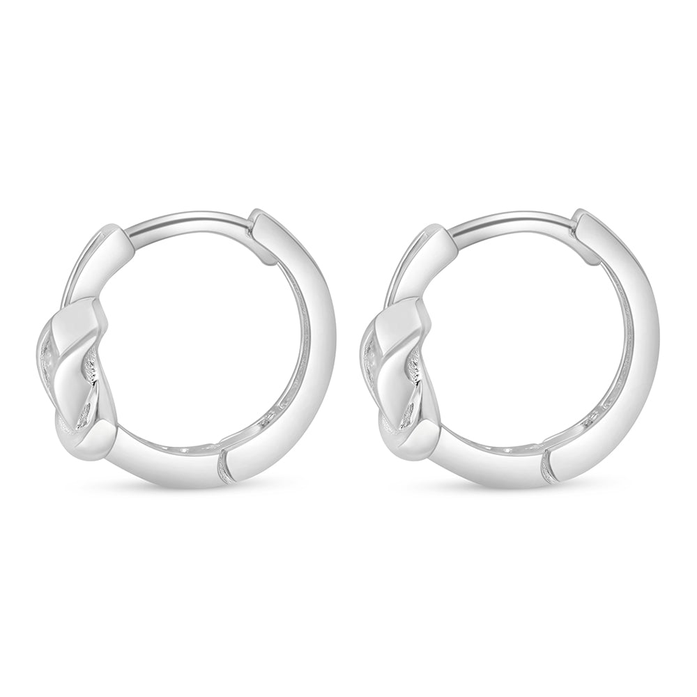 Sterling Silver 925 Earring Rhodium Plated Embedded With White Zircon