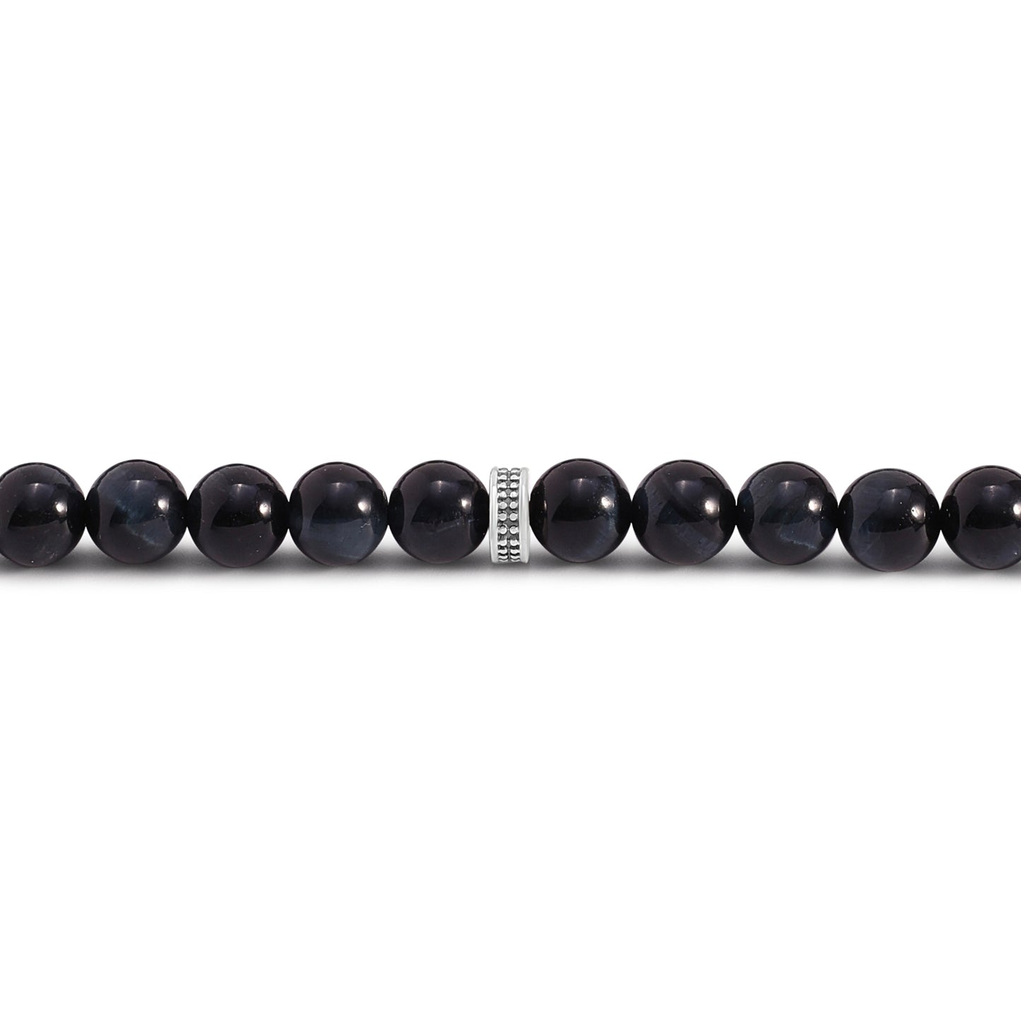 Blue Tiger Eye Rosary 45 Round Bead 8 MM With Stainless Steel 316L Set (Silver & Black Plated)