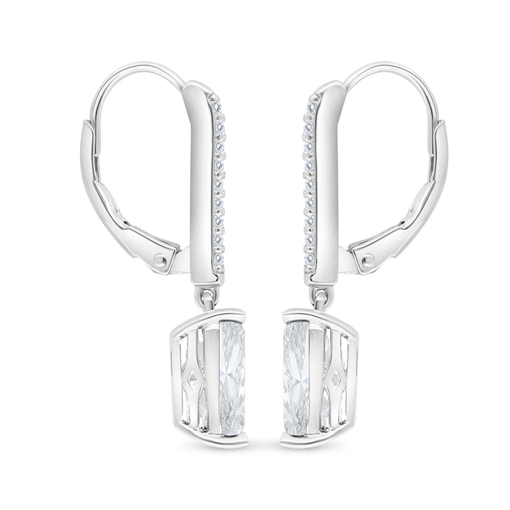 Sterling Silver 925 Earring Rhodium Plated Embedded With White Zircon