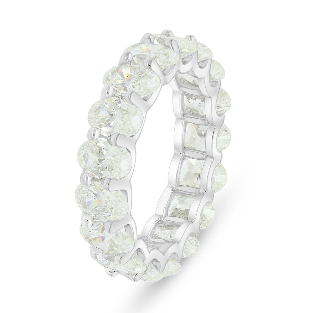Sterling Silver 925 Ring Rhodium Plated Embedded With Yellow Diamond