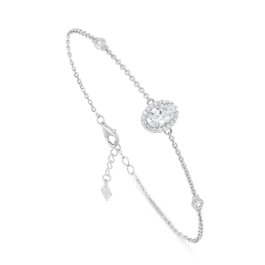 اسورة من الفضة الخالصة عيار 925 مطلية روديوم مرصعة فص ابيض