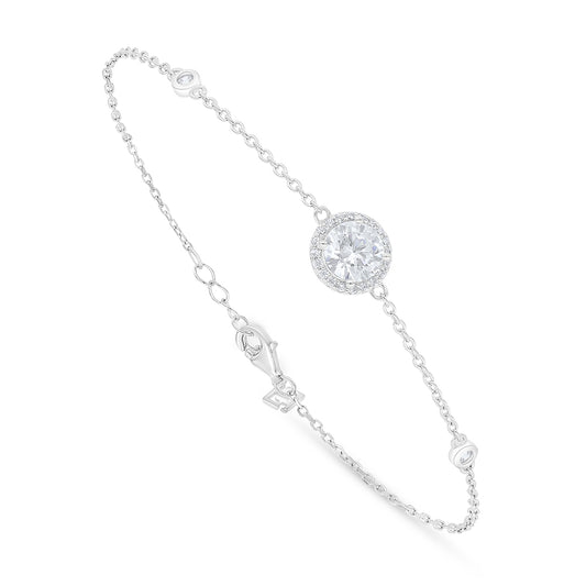 اسورة من الفضة الخالصة عيار 925 مطلية روديوم مرصعة فص ابيض