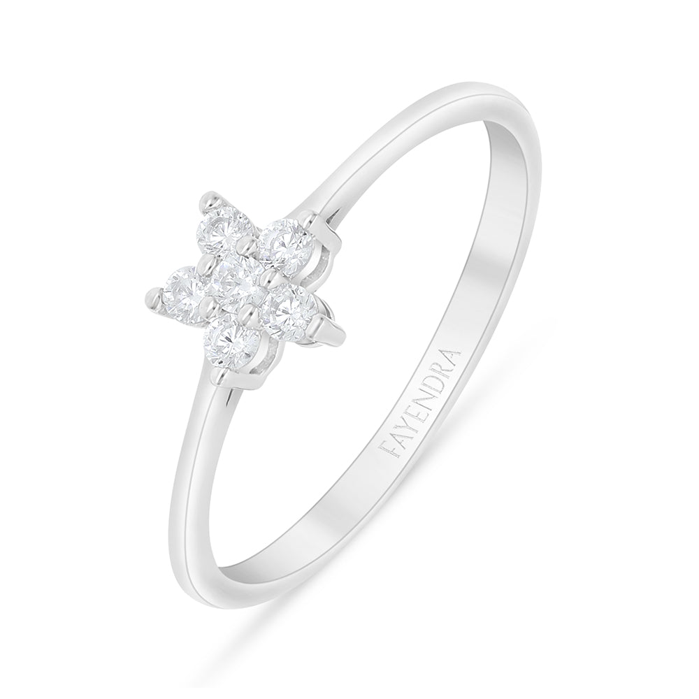 Sterling Silver 925 Ring Rhodium Plated Embedded With White Zircon
