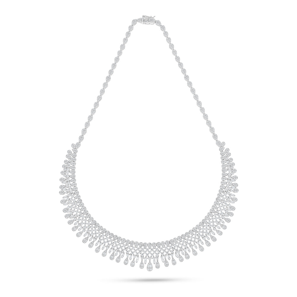 Sterling Silver 925 SET Rhodium Plated Embedded With White Zircon