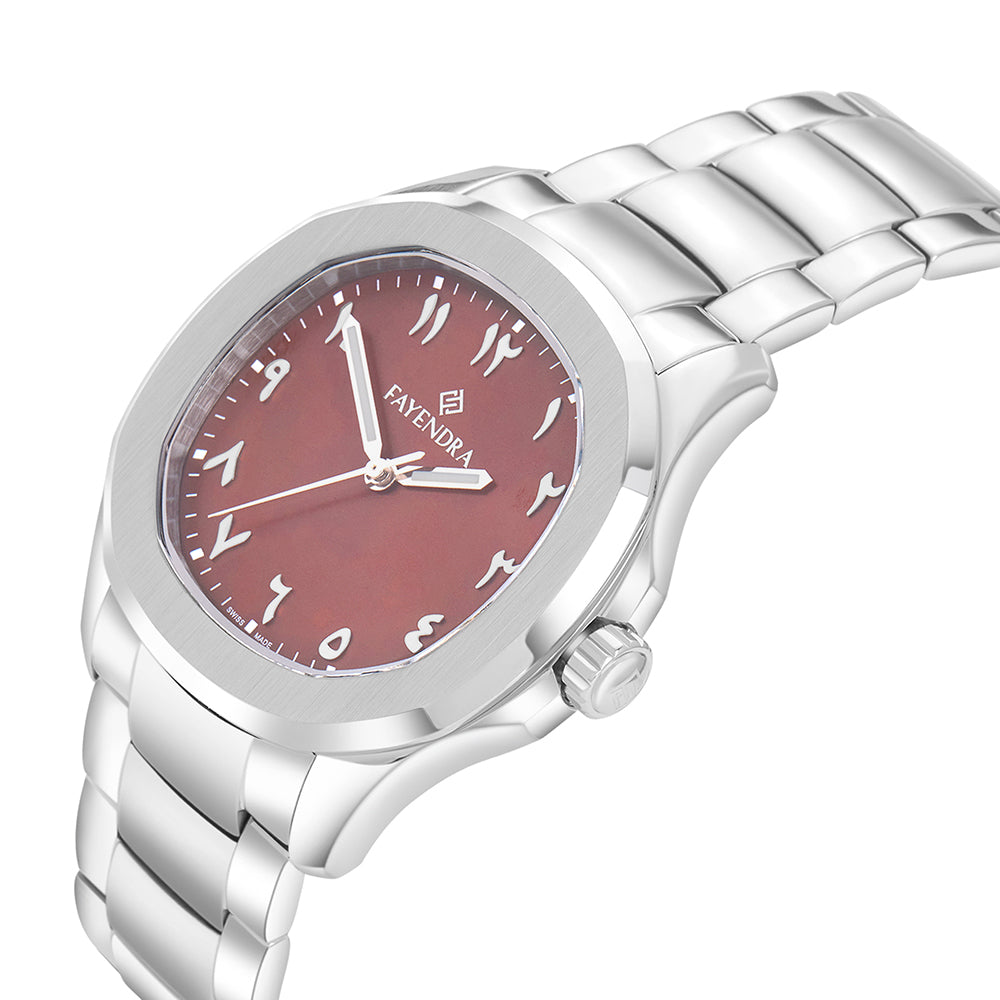 Stainless Steel 316L Watch Silver Color For Men - BROWN MOP DIAL