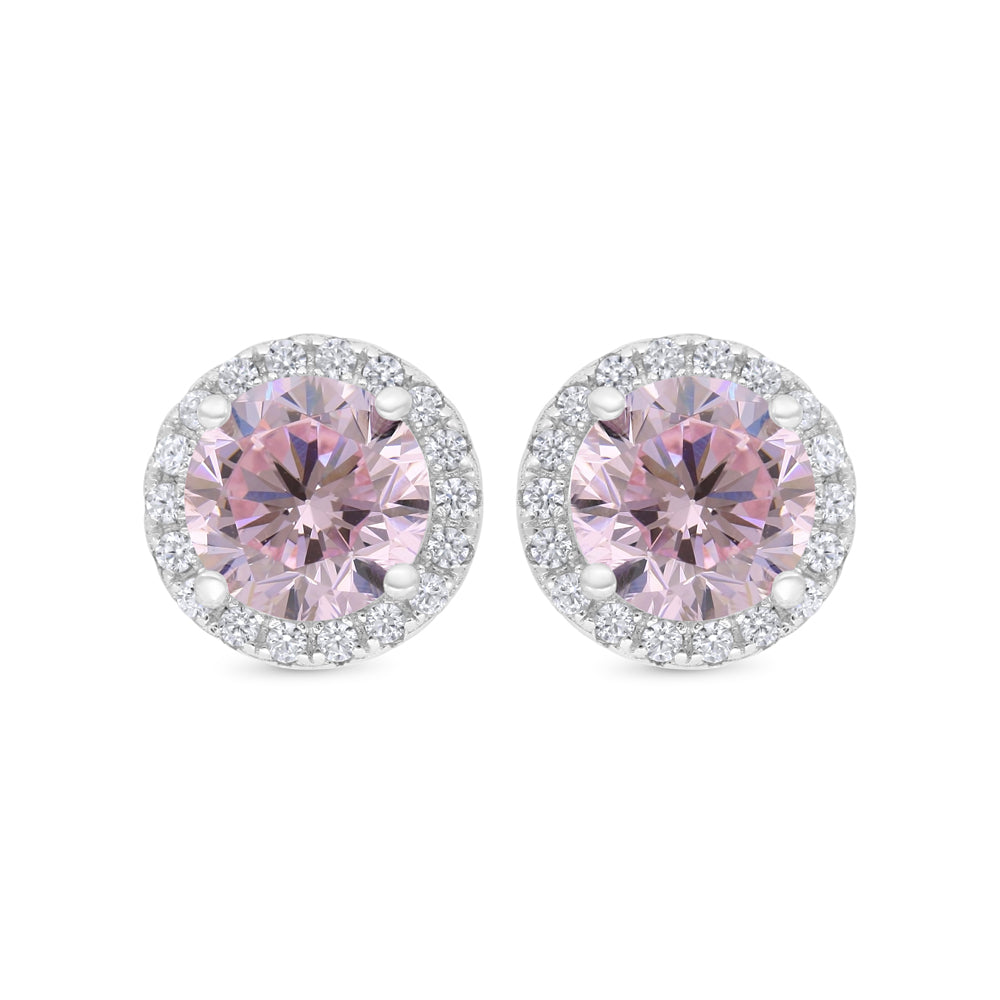 اقراط من الفضة الخالصة عيار 925 مطلية روديوم مرصعة زركون بنك و فص ابيض