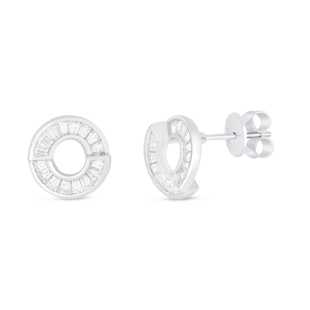 Sterling Silver 925 Earring Rhodium Plated Embedded With White Zircon