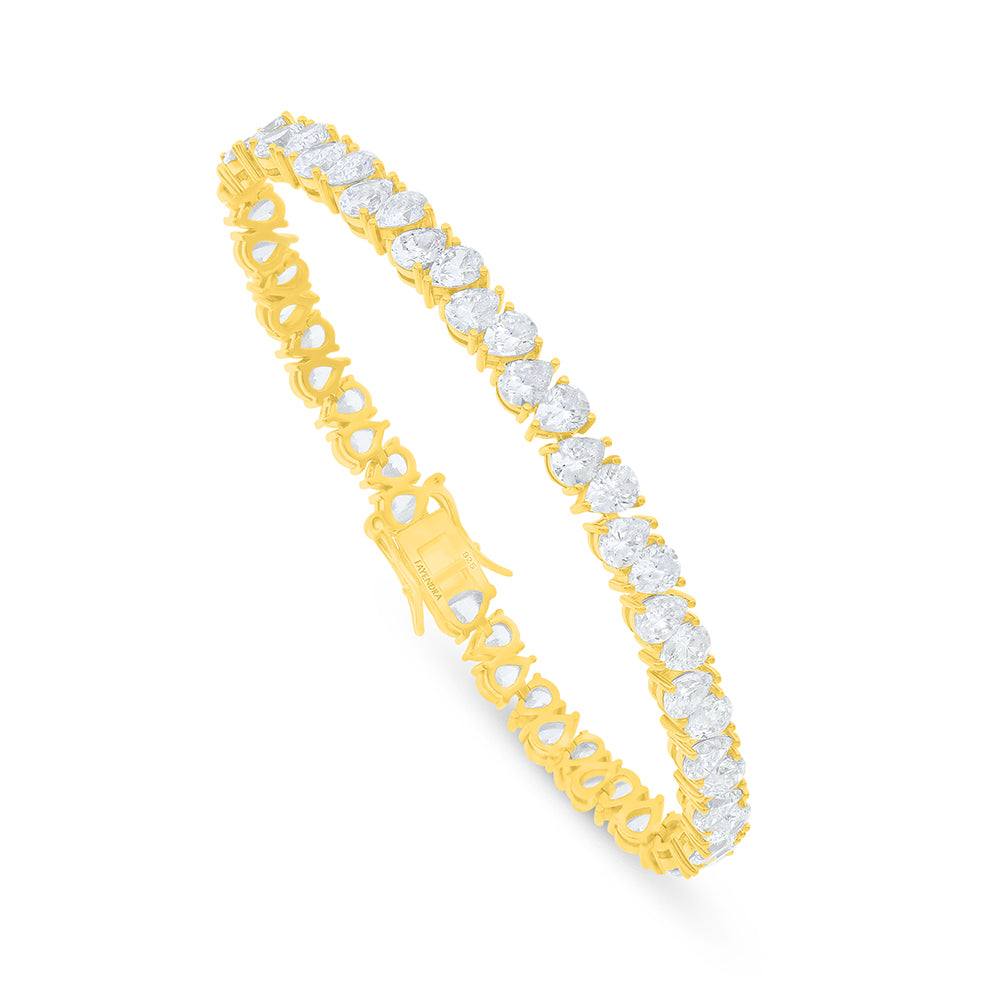 Sterling Silver 925 Bracelet Golden Plated Embedded With White Zircon