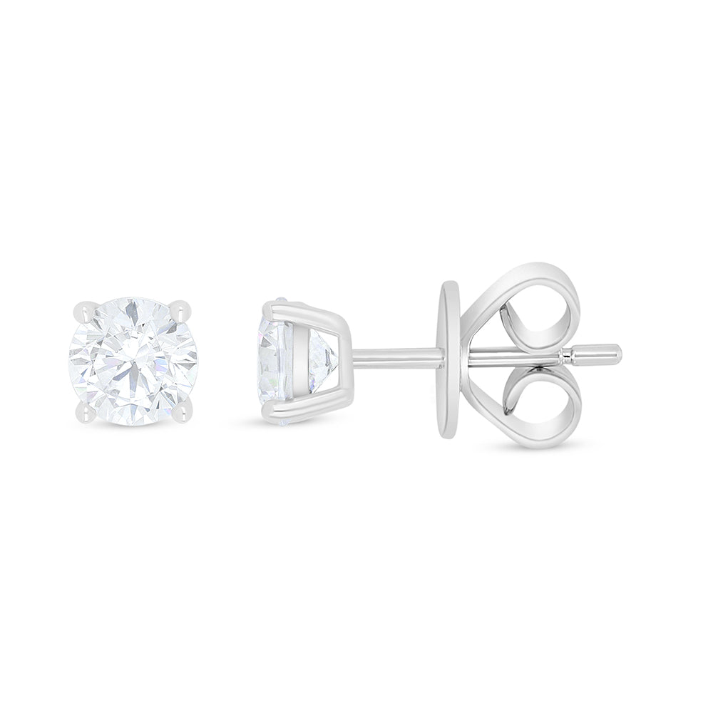 Sterling Silver 925 Earring Rhodium Plated Embedded With White Zircon