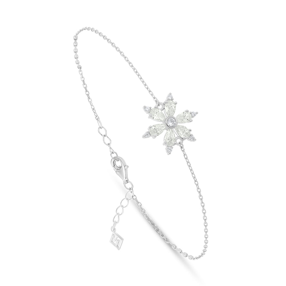 Sterling Silver 925 Bracelet Rhodium Plated Embedded With Diamond Zircon And White Zircon