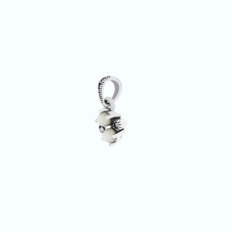 Sterling Silver 925 Pendant Embedded With Natural White Shell And Marcasite Stones