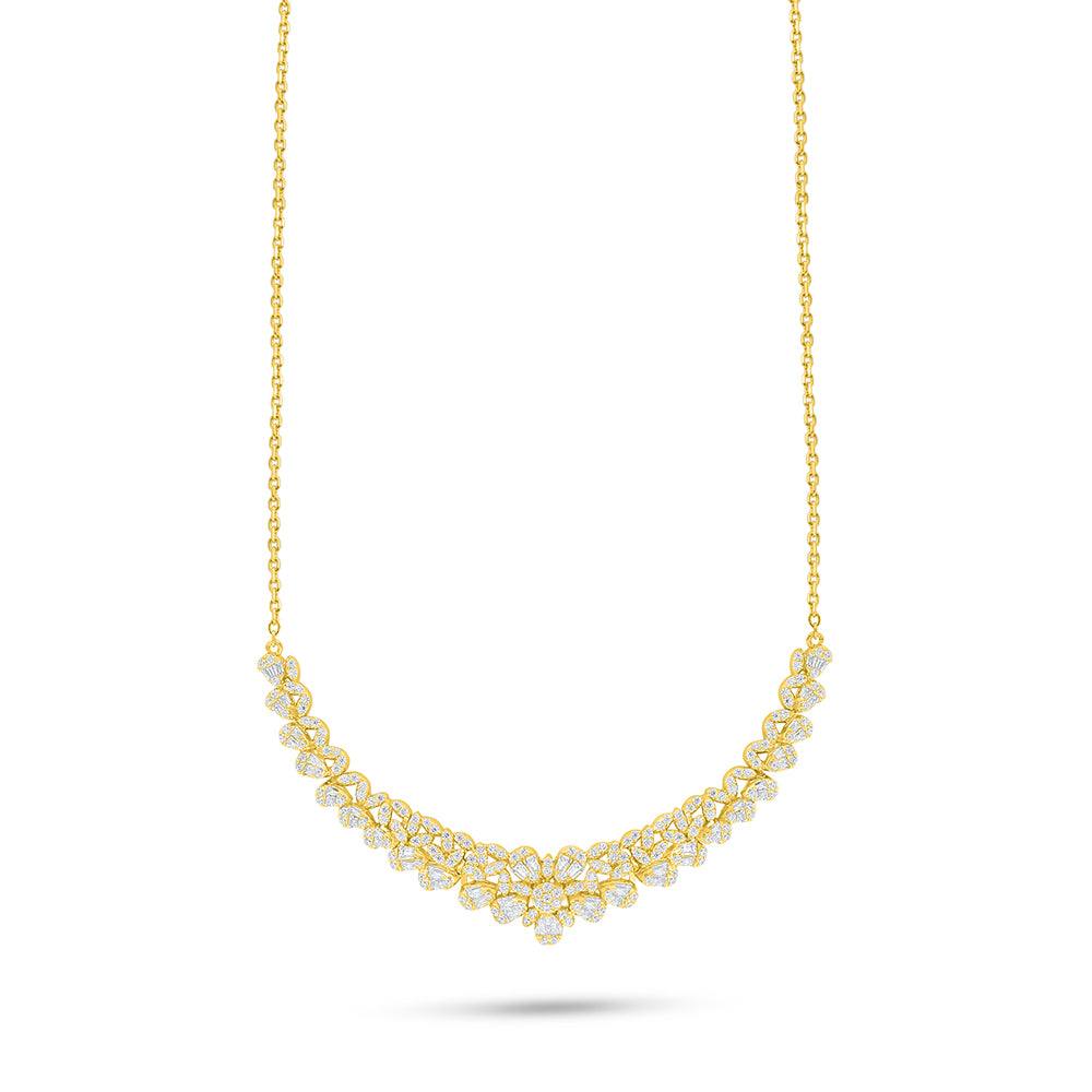 Sterling Silver 925 Necklace Golden Plated Embedded With White Zircon