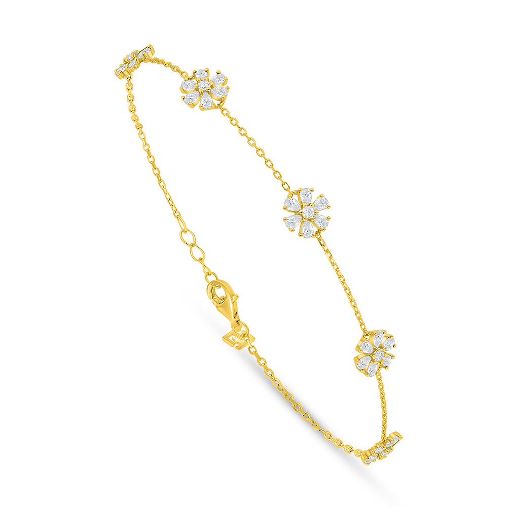 Sterling Silver 925 Bracelet Golden Plated Embedded With Diamond Zircon And White Zircon