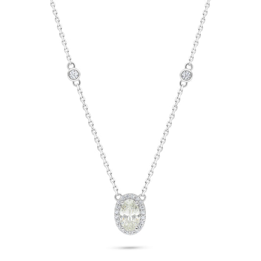 Sterling Silver 925 Necklace Rhodium Plated Embedded With Diamond Zircon And White Zircon