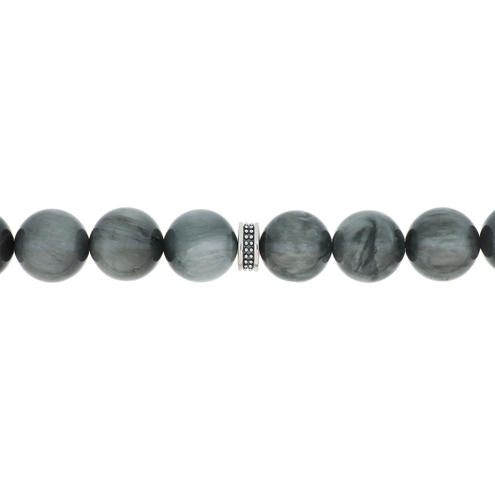 Rosary 33 Eagle Eye Round Bead 10 -11 mm With Oxidized Silver 925 Set