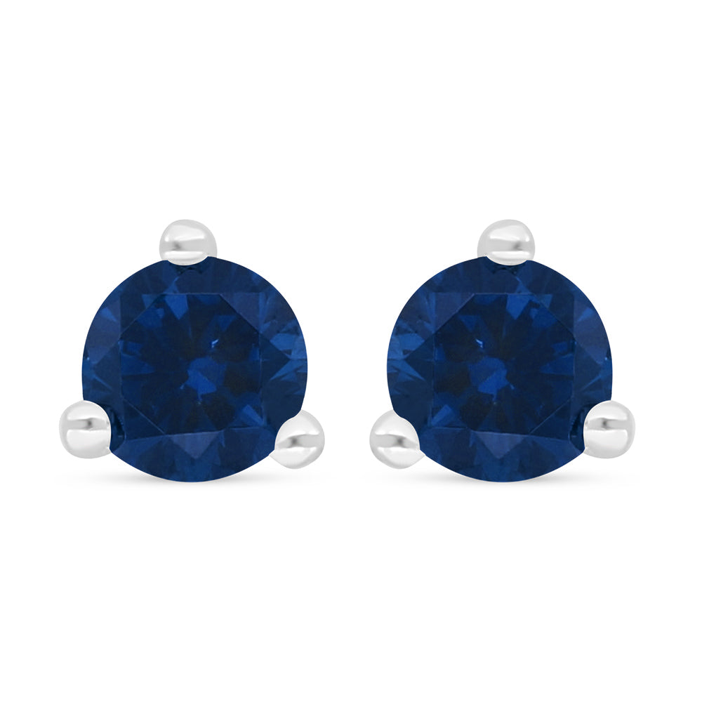 Sterling Silver 925 Earring Rhodium Plated Embedded With Sapphire Corundum