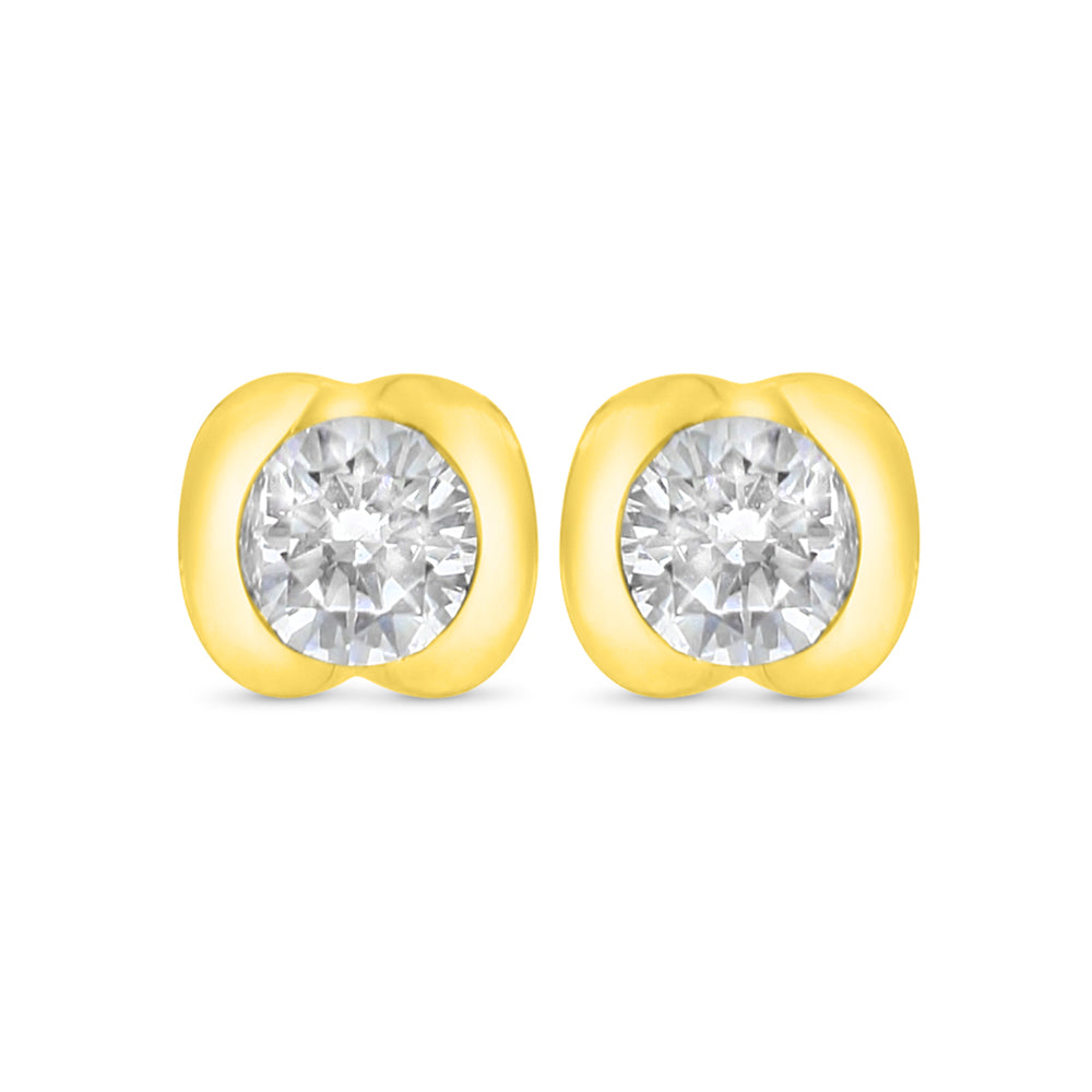 Sterling Silver 925 Earring Golden Plated Embedded With White Zircon