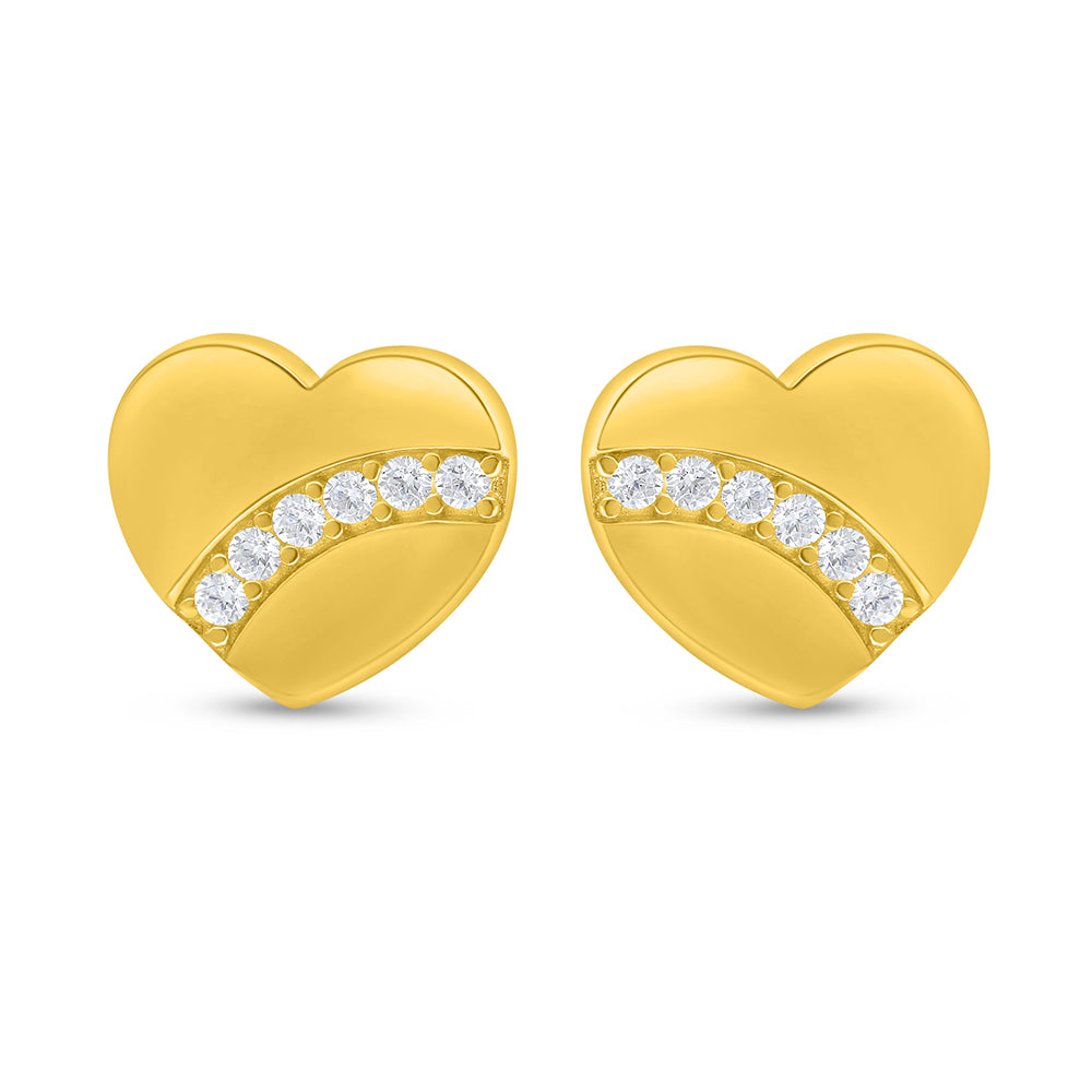 Sterling Silver 925 Earring Golden Plated Embedded With White Zircon