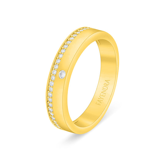 Sterling Silver 925 Ring Golden Plated Embedded With White Zircon