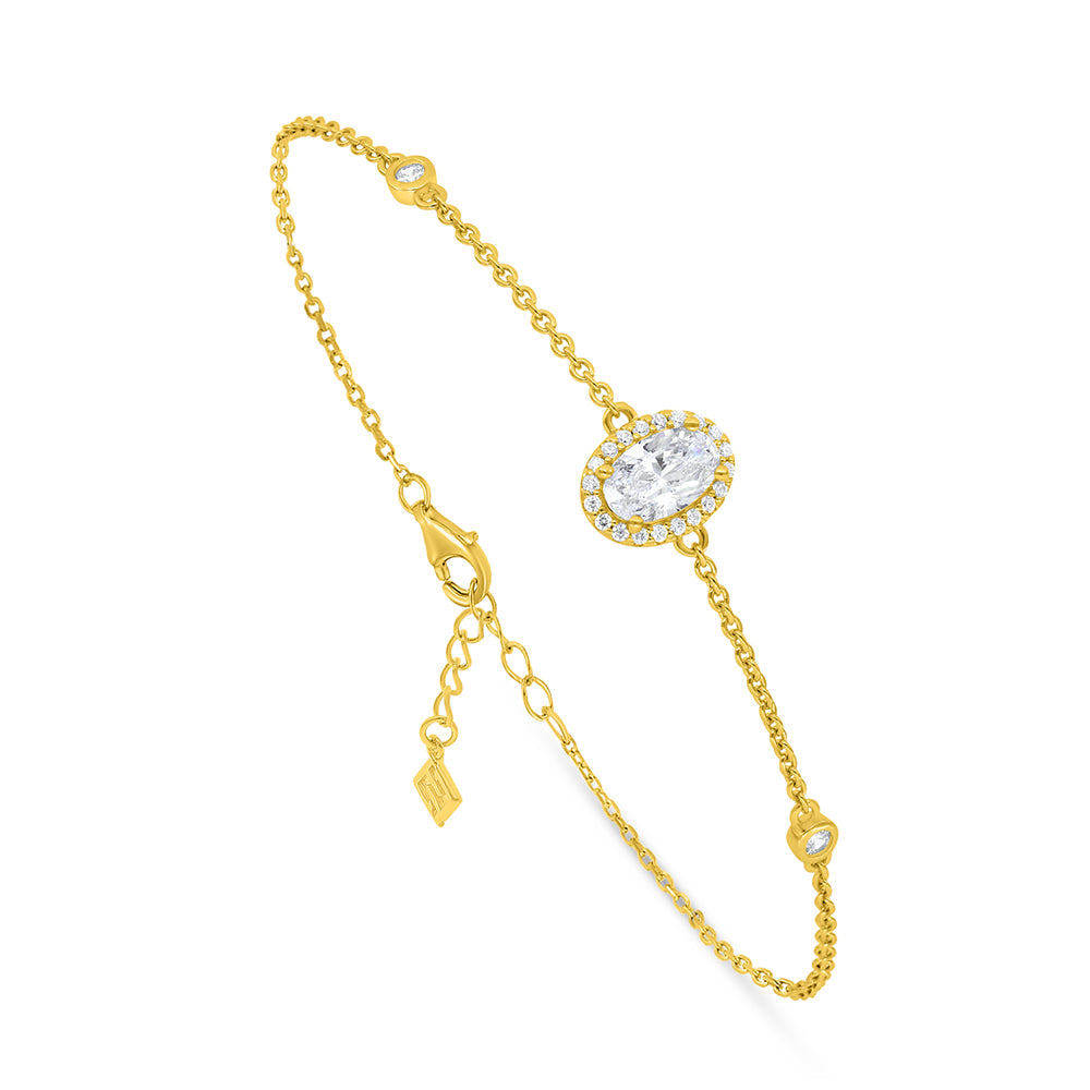 Sterling Silver 925 Bracelet Golden Plated Embedded With White Zircon