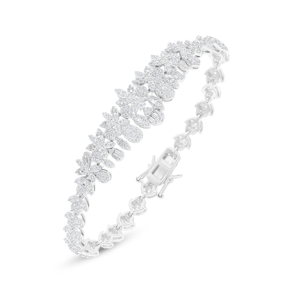 Sterling Silver 925 SET Rhodium Plated Embedded With White Zircon