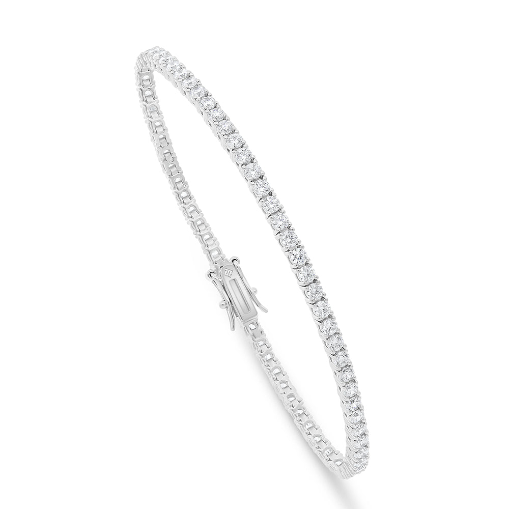 Sterling Silver 925 Bracelet Rhodium Plated Embedded With White Zircon