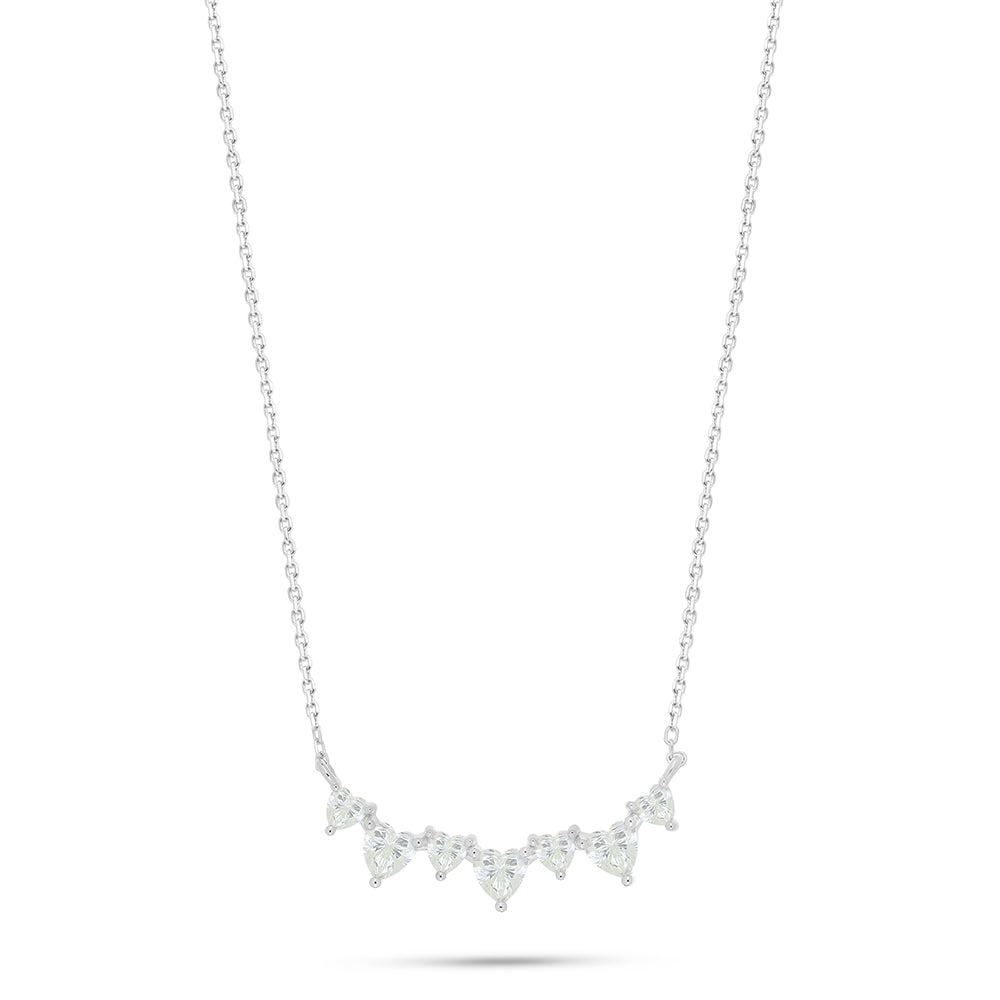 عقد من الفضة الخالصة عيار 925 مطلي روديوم مرصع بالزركون الكناري الالماسي و فص ابيض