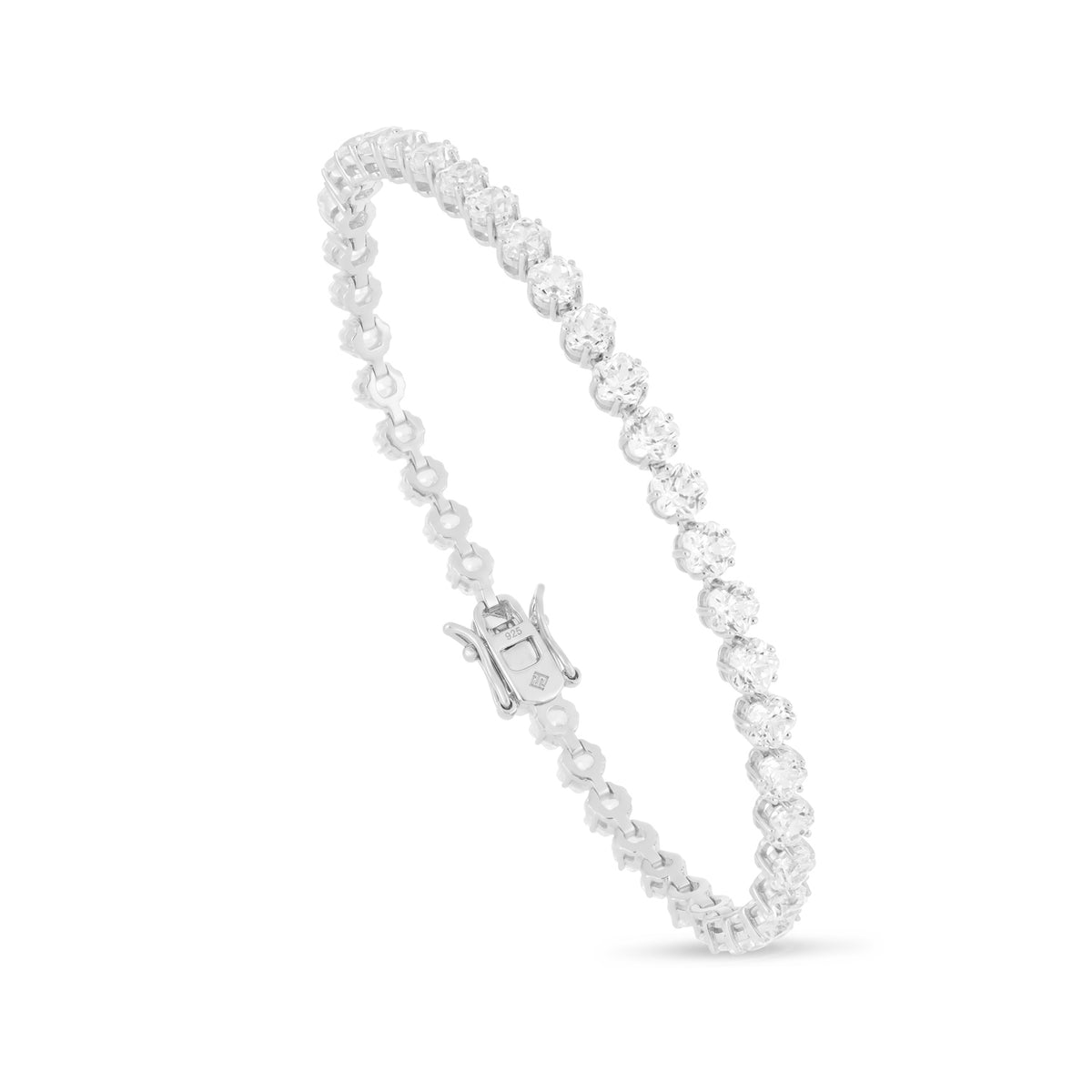 Sterling Silver 925 Bracelet Rhodium Plated Embedded With White Zircon