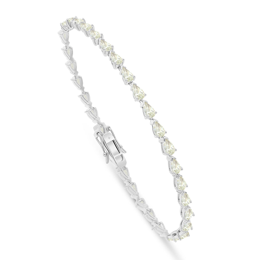 Sterling Silver 925 Bracelet Rhodium Plated Embedded With Diamond Zircon