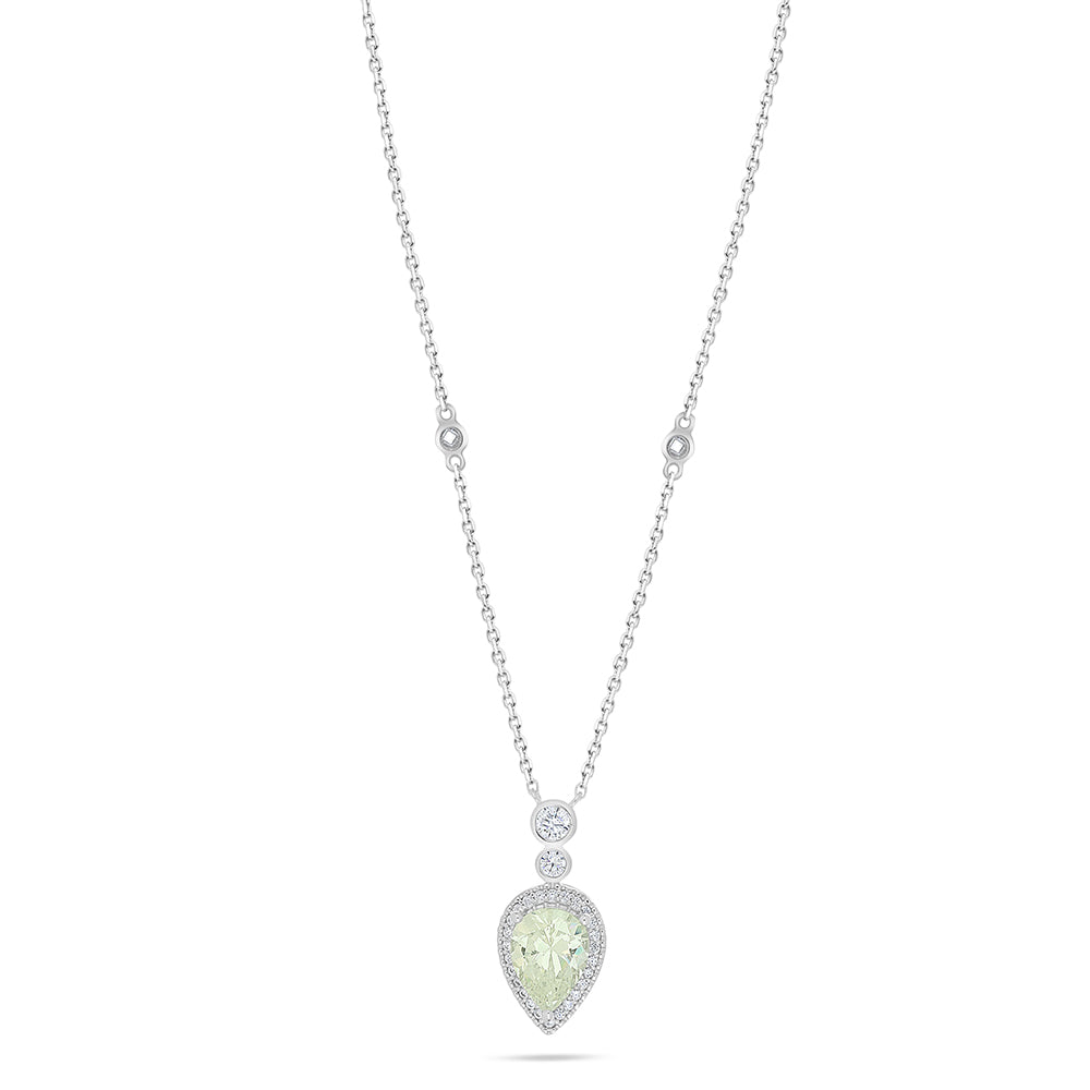 Sterling Silver 925 Necklace Rhodium Plated Embedded With Diamond Zircon And White Zircon