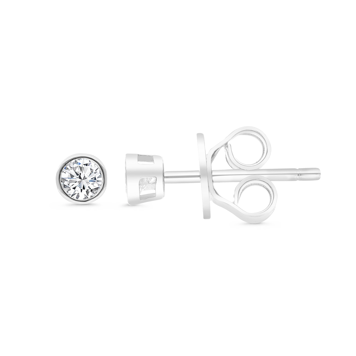 Sterling Silver 925 Earring Rhodium Plated Embedded With White Zircon