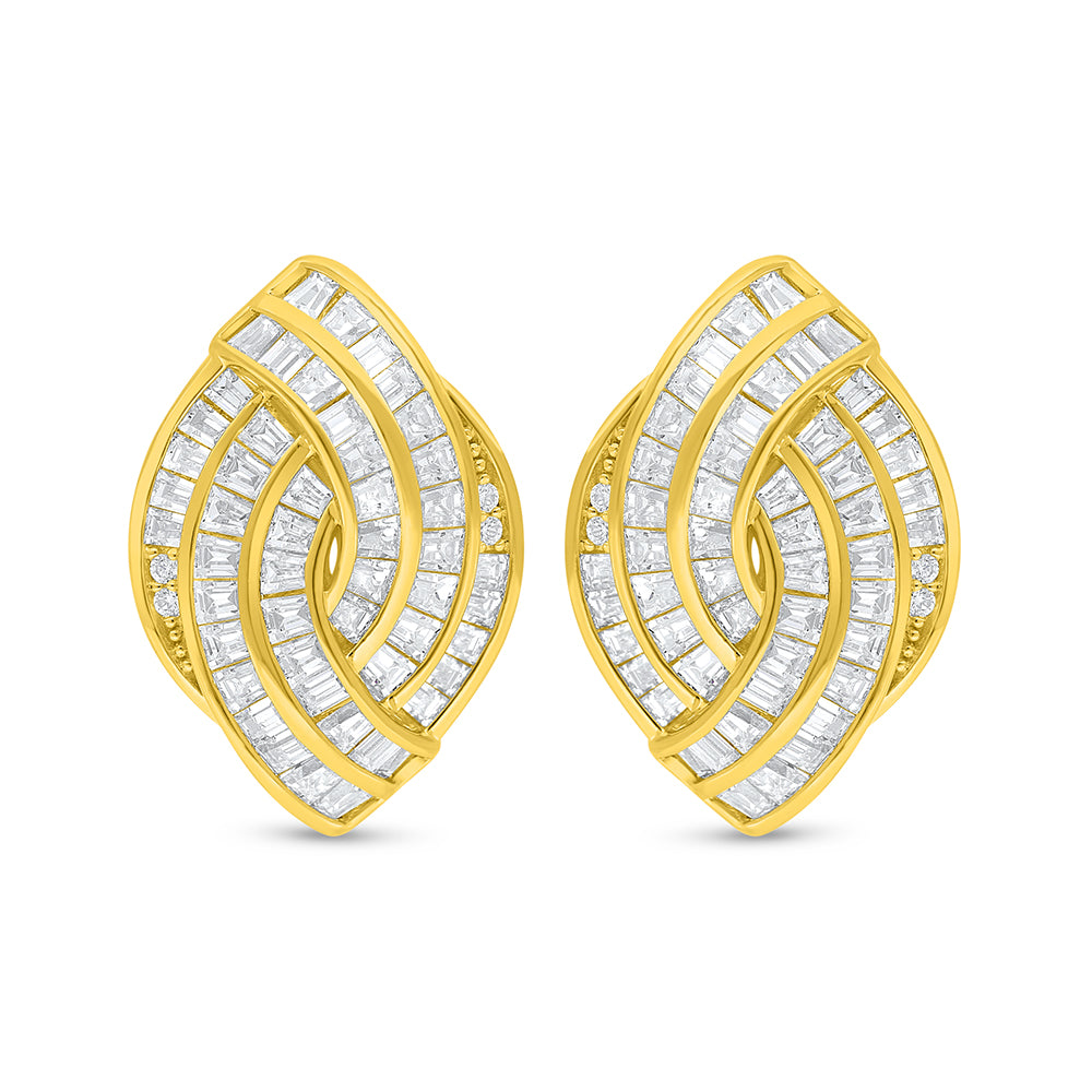 Sterling Silver 925 Earring Golden Plated Embedded With White Zircon