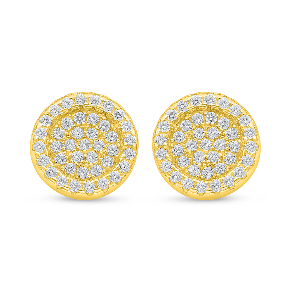 اقراط من الفضة الخالصة عيار 925 مطلية ذهبي مرصعة فص ابيض