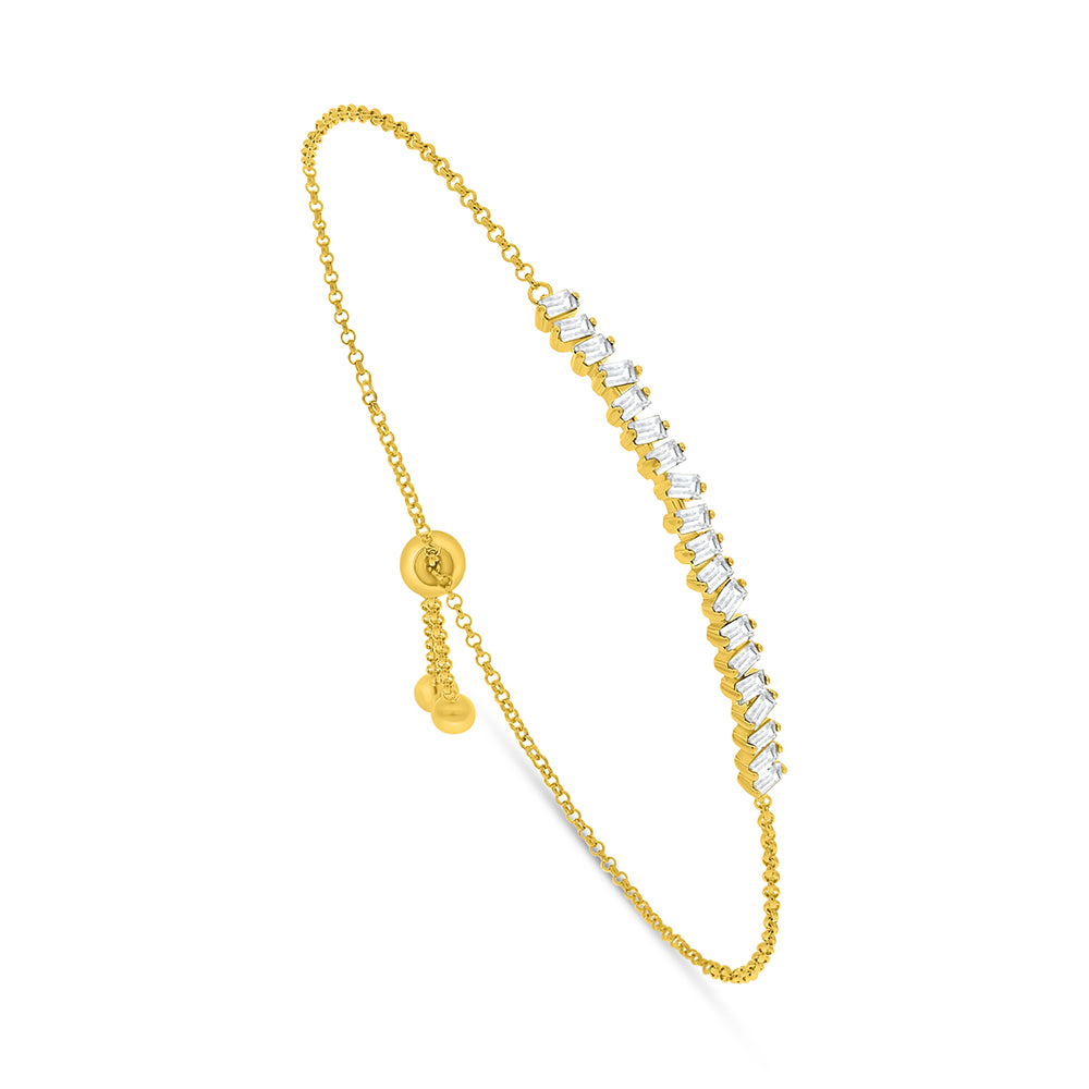 Sterling Silver 925 Bracelet Golden Plated Embedded With White Zircon