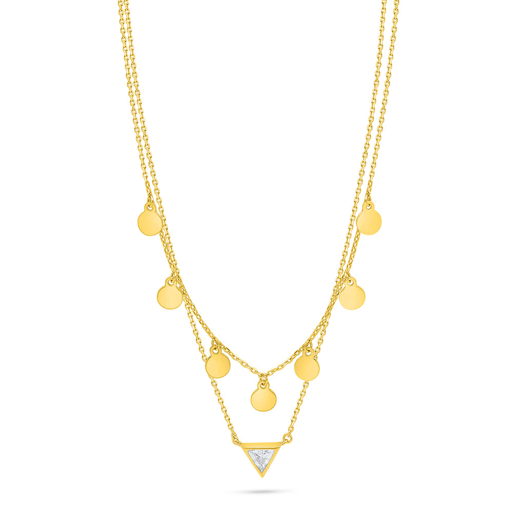 Sterling Silver 925 Necklace Golden Plated Embedded With White Zircon