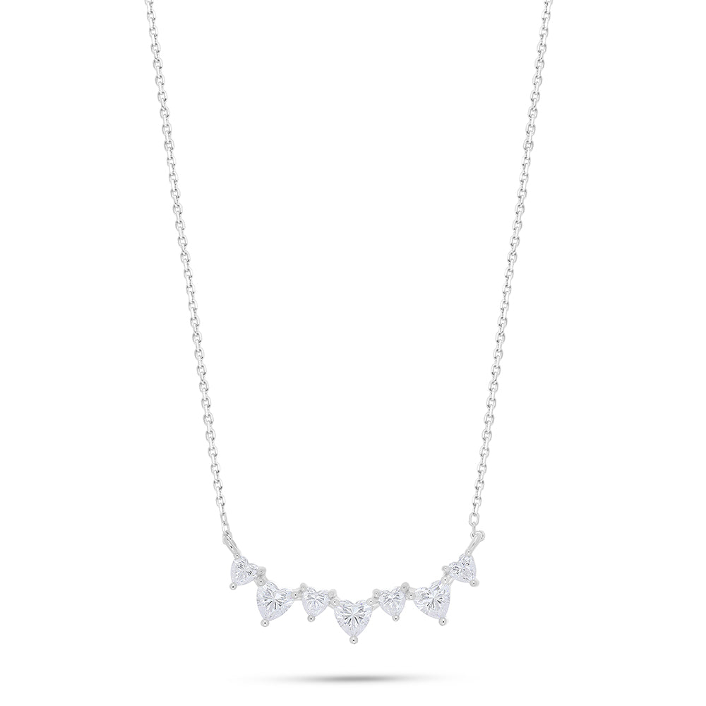 Sterling Silver 925 Necklace Rhodium Plated Embedded With White Zircon
