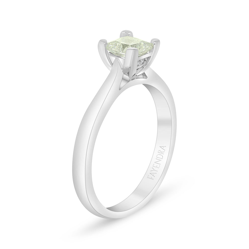 خاتم من الفضة الخالصة عيار 925 مطلي روديوم مرصع بالزركون الكناري الالماسي و فص ابيض