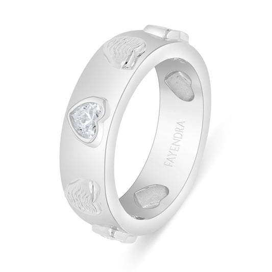 خاتم من الفضة الخالصة عيار 925 مطلي روديوم مرصع فص ابيض