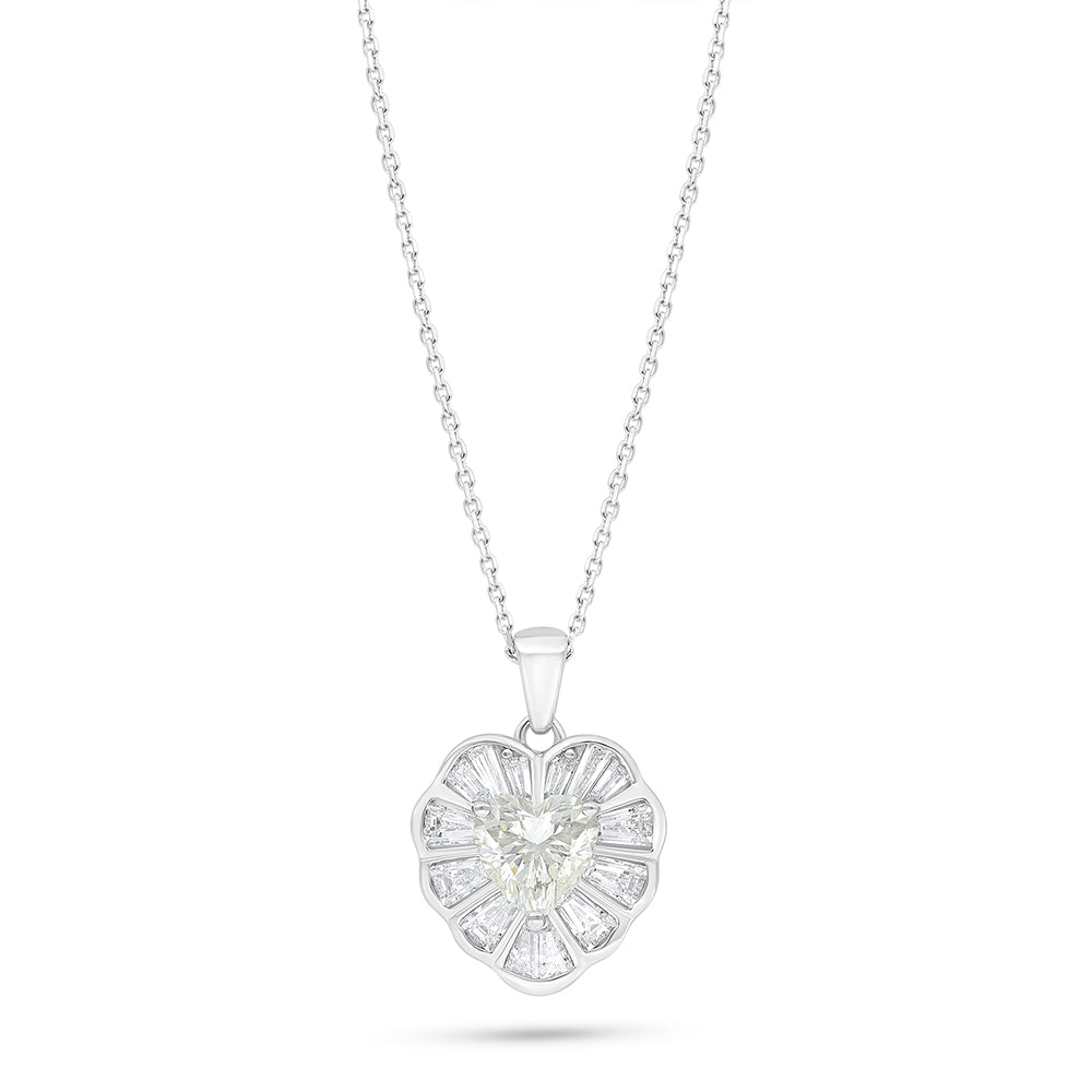 Sterling Silver 925 Necklace Rhodium Plated Embedded With Diamond Zircon And White Zircon